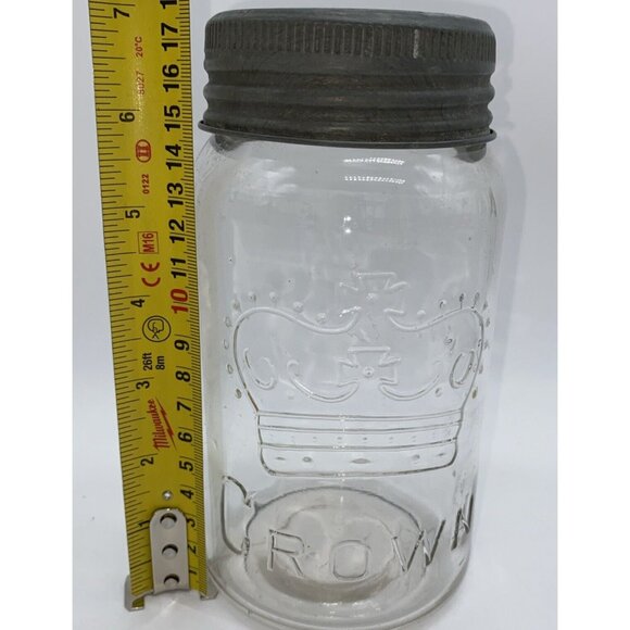 Vintage 1932 Crown Quart Mason Canning Preserving Pickling Glass Jar 7” Canada - Picture 10 of 10